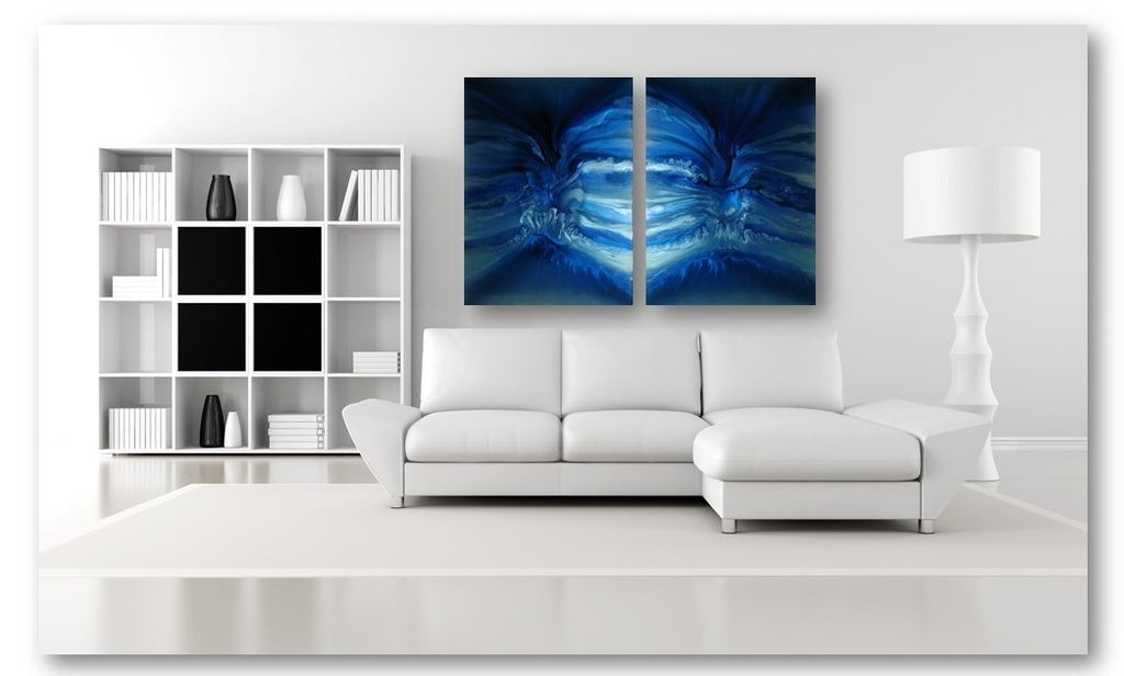 004-"BLUE VOLCANO" DIPTYCH -2 PIECES
